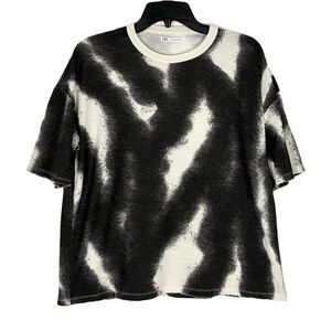 Nwot Zara Spray Paint Knit Tshirt Mens Small Cotton Short Sleeve Portugal